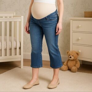 Indigo Blue Secret Fit Belly Maternity Jeans Women’s XL Bootcut Denim Capris